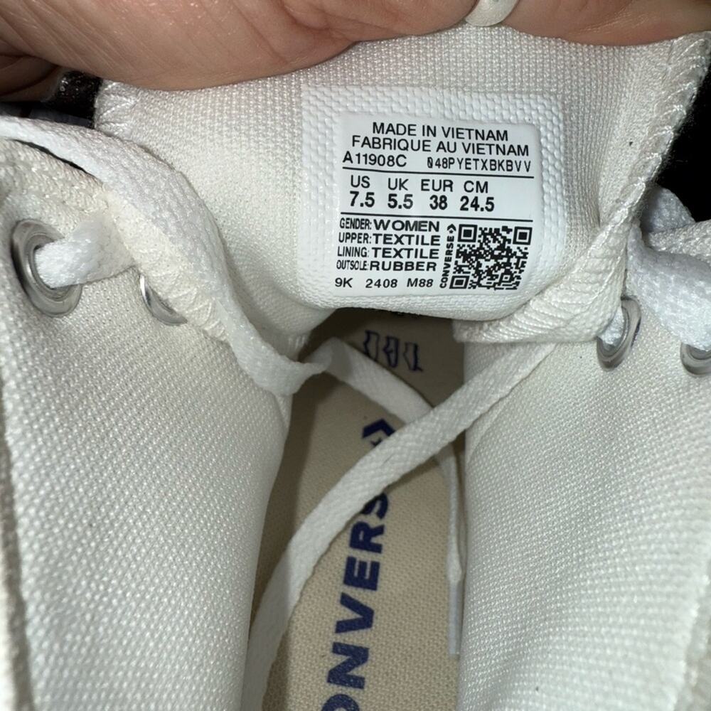 NEW CONVERSE CHUCK TAYLOR ALL STAR WHITE WEDGE PLATFORM HIGH TOPS SNEAKERS 7.5 - Picture 12 of 12
